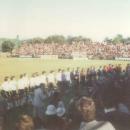 Alemania y España escuchan los himnos nacionales en la final del Europeo de 1974 en el Club de Campo