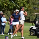 Cayetana Fernández García-Poggio, después de dar un golpe. Foto: Rfegolf