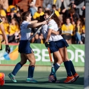 Las jugadoras del Club celebran un gol ante el Atlètic Terrassa. Foto: RFEH