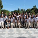 Jugadoras, cuerpo técnico y directivos en los Jardines de Cecilio Rodríguez