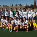Las jugadoras del Club de Campo posan al final del partido para celebrar la victoria contra el Júnior