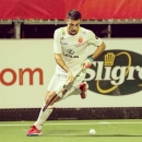 Ricardo Sánchez, en un partido con la selección española de hockey.